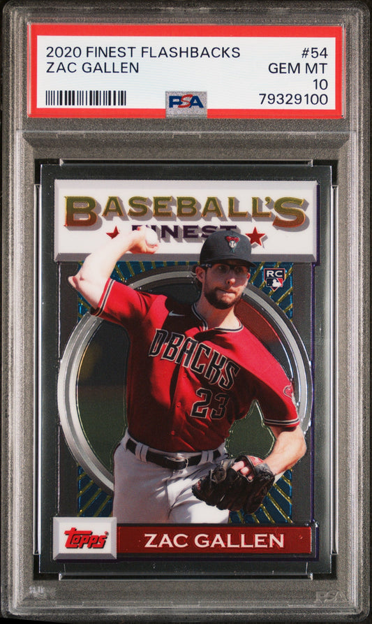 Graded 2020 Topps Finest Flashbacks Zac Gallen #54 Rookie RC Baseball Card PSA 10 Gem Mint