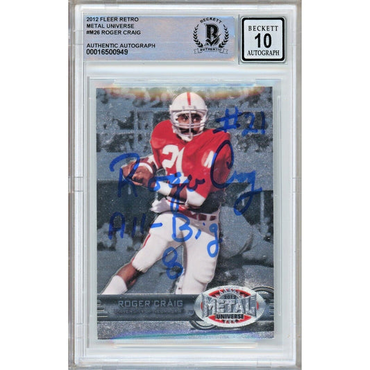 Roger Craig Nebraska Cornhuskers Signed 2012 Fleer Metal Universe BGS Auto-10 Graded