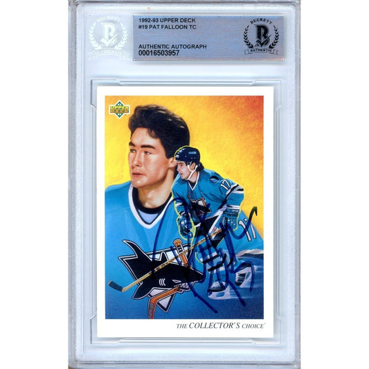 Pat Falloon San Jose Sharks Signed 1992-93 Upper Deck Hockey Card BAS Auth Auto Slab