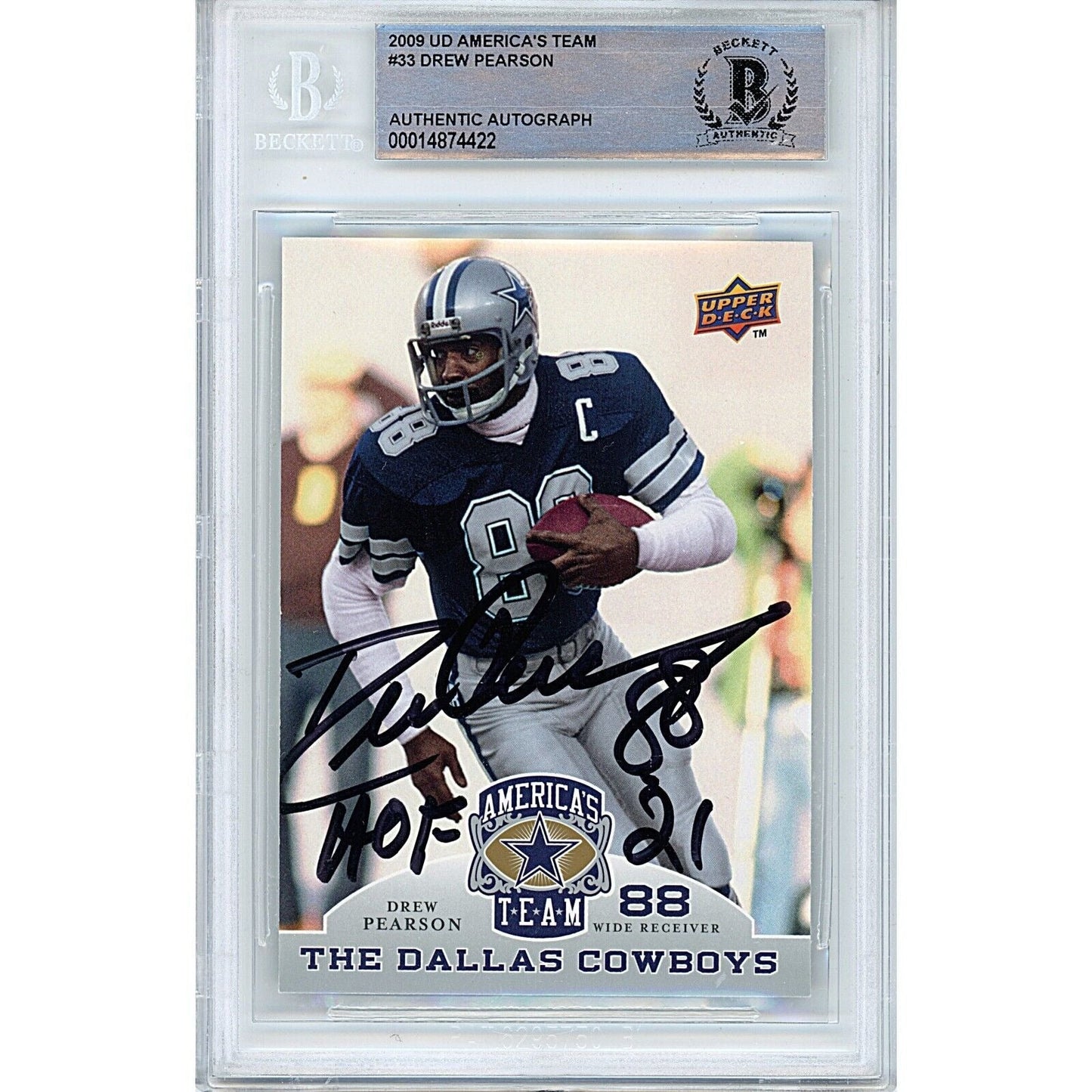 2009 Upper Deck Americas Team #33 — Drew Pearson Dallas Cowboys Autographed Trading Card — Beckett Authentication