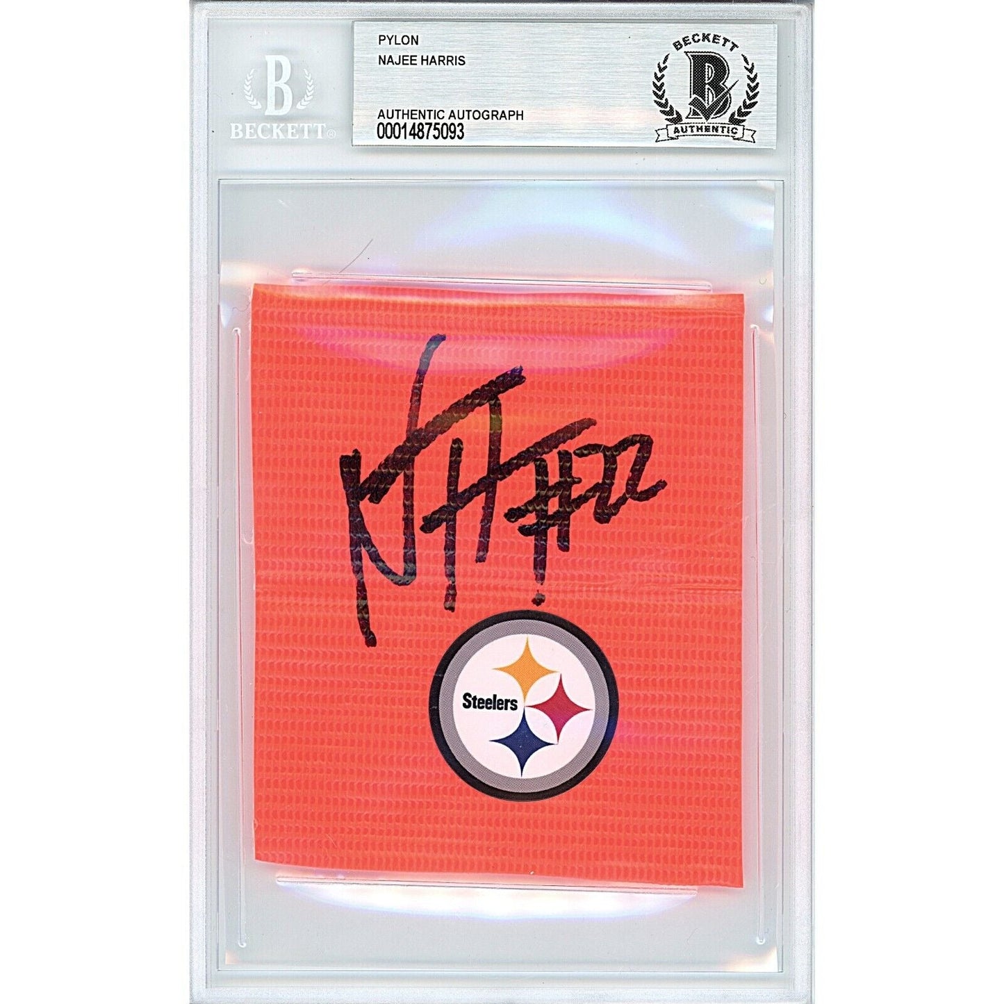 Najee Harris Pittsburgh Steelers Signed Football Pylon Signature Cut Beckett Auth Auto Slab