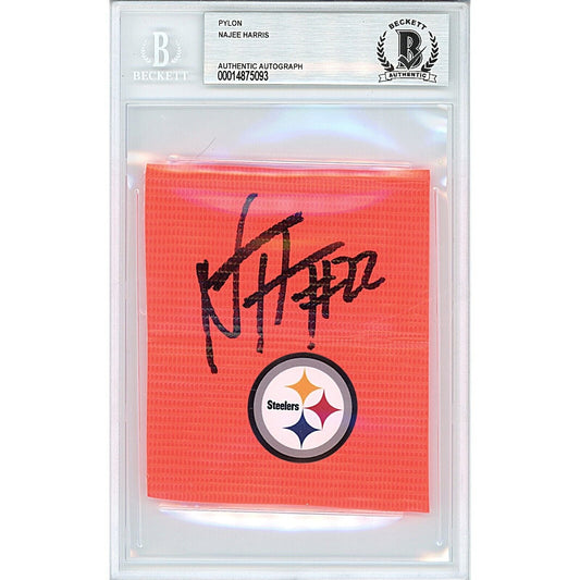 Najee Harris Pittsburgh Steelers Signed Football Pylon Signature Cut Beckett Auth Auto Slab