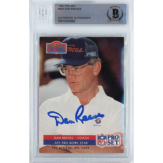 1992 NFL Pro Set #400 — Dan Reeves Denver Broncos Autographed Trading Card — Beckett Authentication