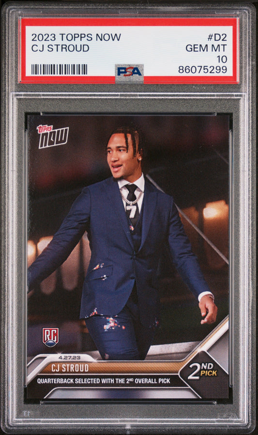 Graded 2023 Topps Now CJ Stroud #D2 Rookie RC Football Card PSA 10 Gem Mint