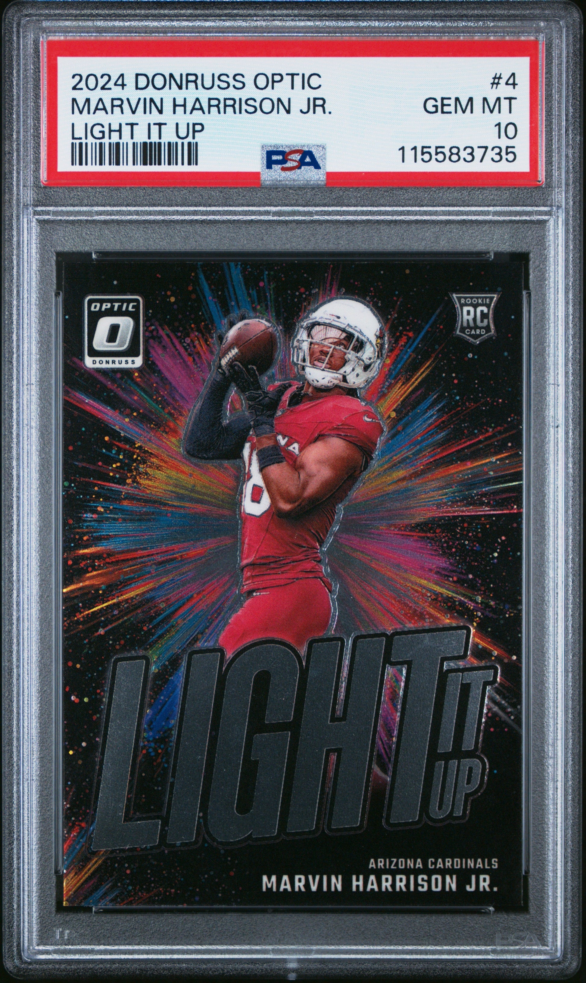 Graded 2024 Panini Donruss Optic Marvin Harrison Jr #4 Light It Up Rookie RC Football Card PSA 10 Gem Mint - Sport Cards