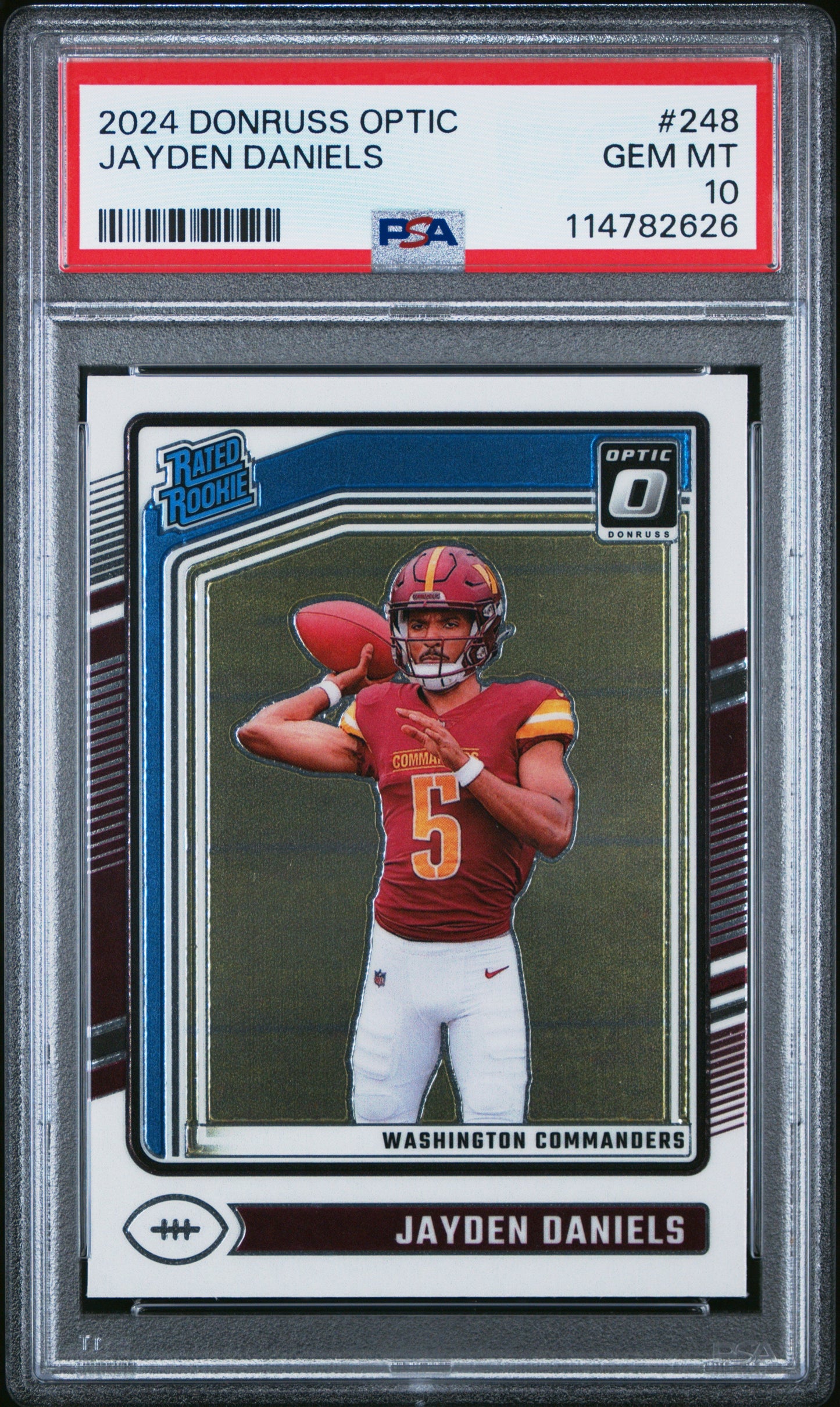 Graded 2024 Panini Donruss Optic Jayden Daniels #248 Rookie RC Football Card PSA 10 Gem Mint - Sport Cards