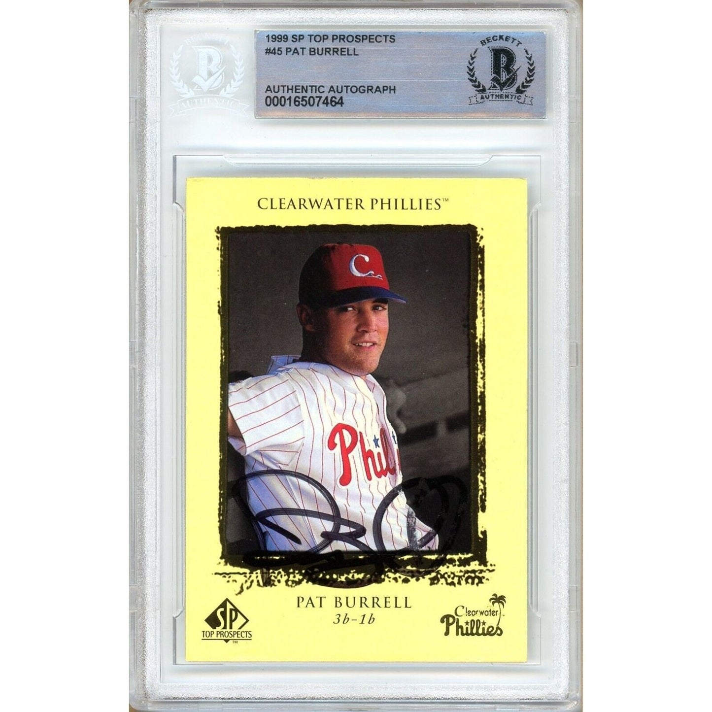 Pat Burrell Philadelphia Phillies Signed 1999 SP Top Prospects Baseball Card BAS Auth Auto