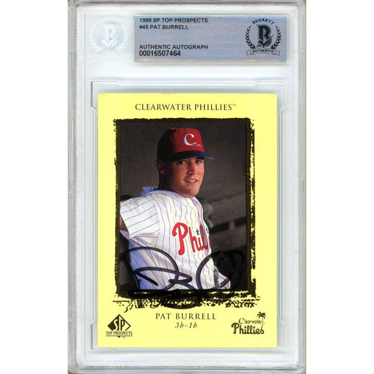 Pat Burrell Philadelphia Phillies Signed 1999 SP Top Prospects Baseball Card BAS Auth Auto
