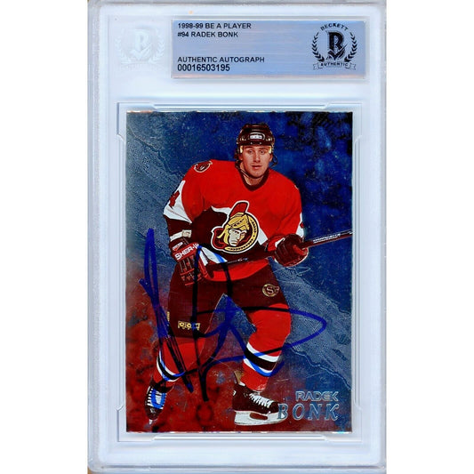Radek Bonk Ottawa Senators Signed 1998-99 BAP Hockey Card Beckett Authentic Auto Slab