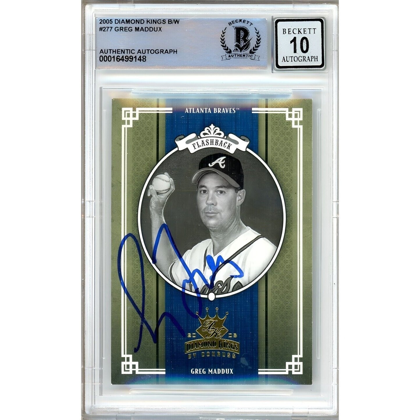 2005 Donruss Diamond Kings #277 — Greg Maddux Atlanta Braves Autographed Trading Card — Beckett Authentication