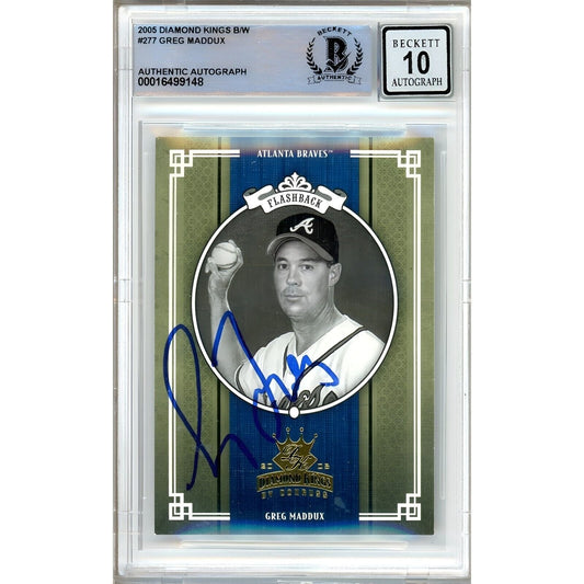 2005 Donruss Diamond Kings #277 — Greg Maddux Atlanta Braves Autographed Trading Card — Beckett Authentication