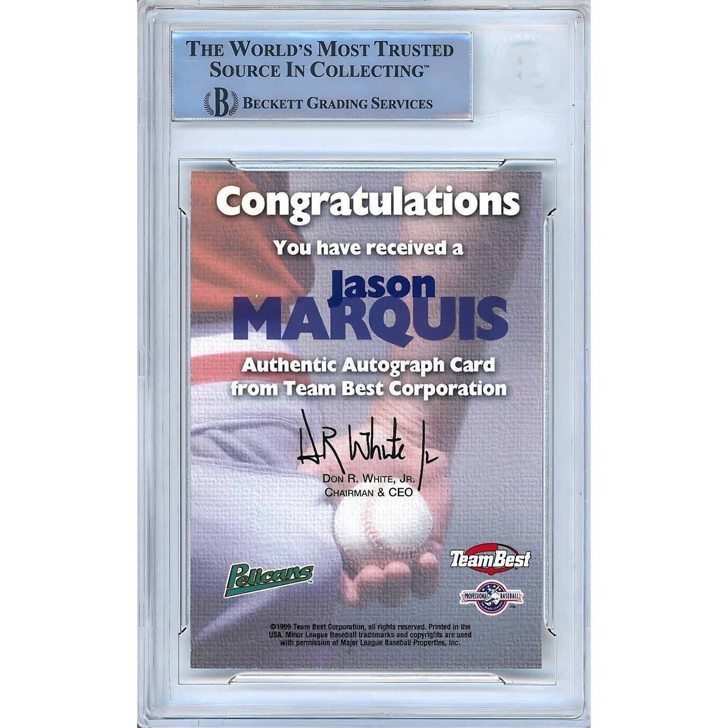 1999 Team Best #37 — Jason Marquis Autographed Trading Card — Beckett Authentication