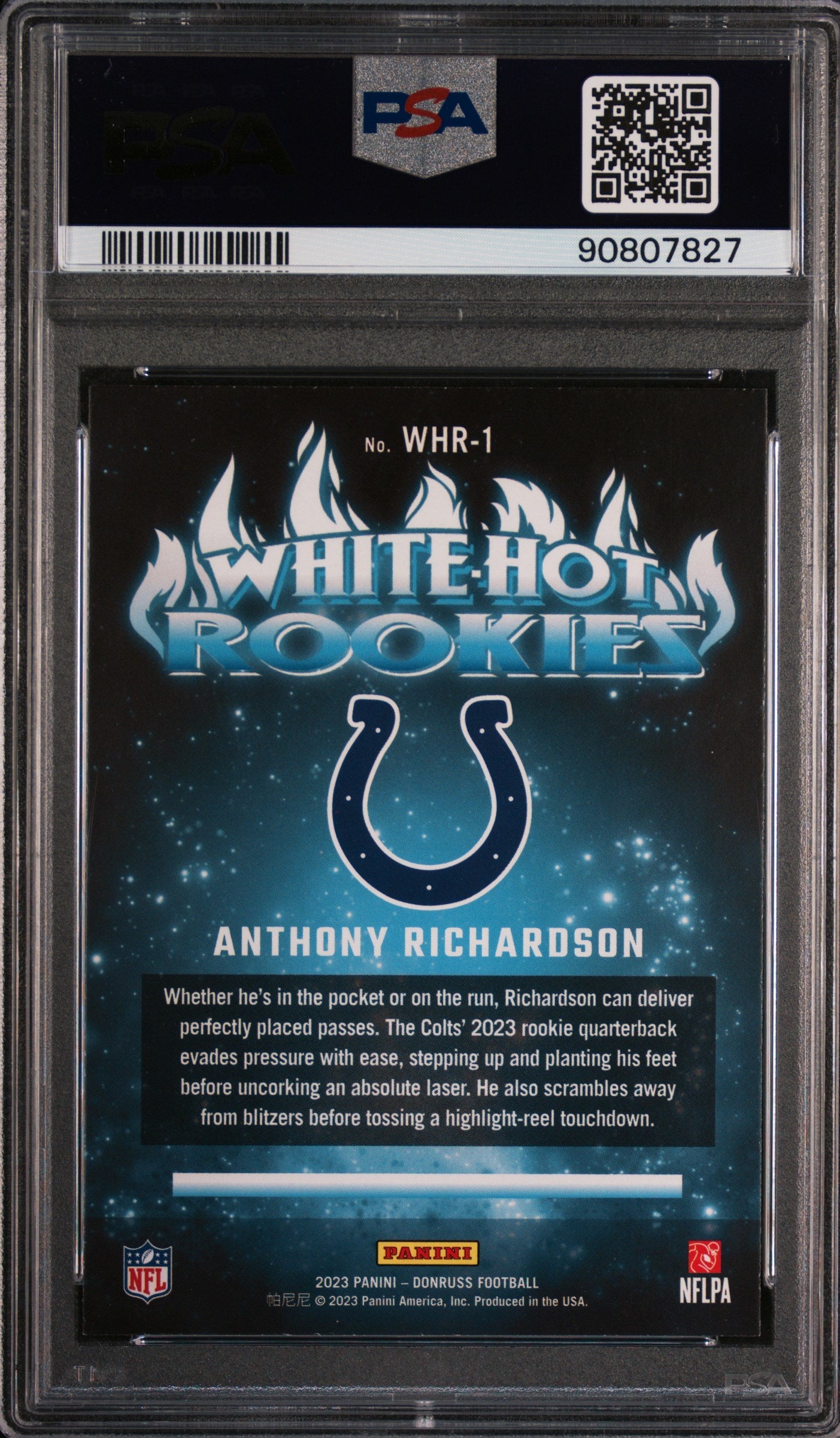 Graded 2023 Panini Donruss Anthony Richardson #1 White Hot Rookies Rookie RC Football Card PSA 10 Gem Mint
