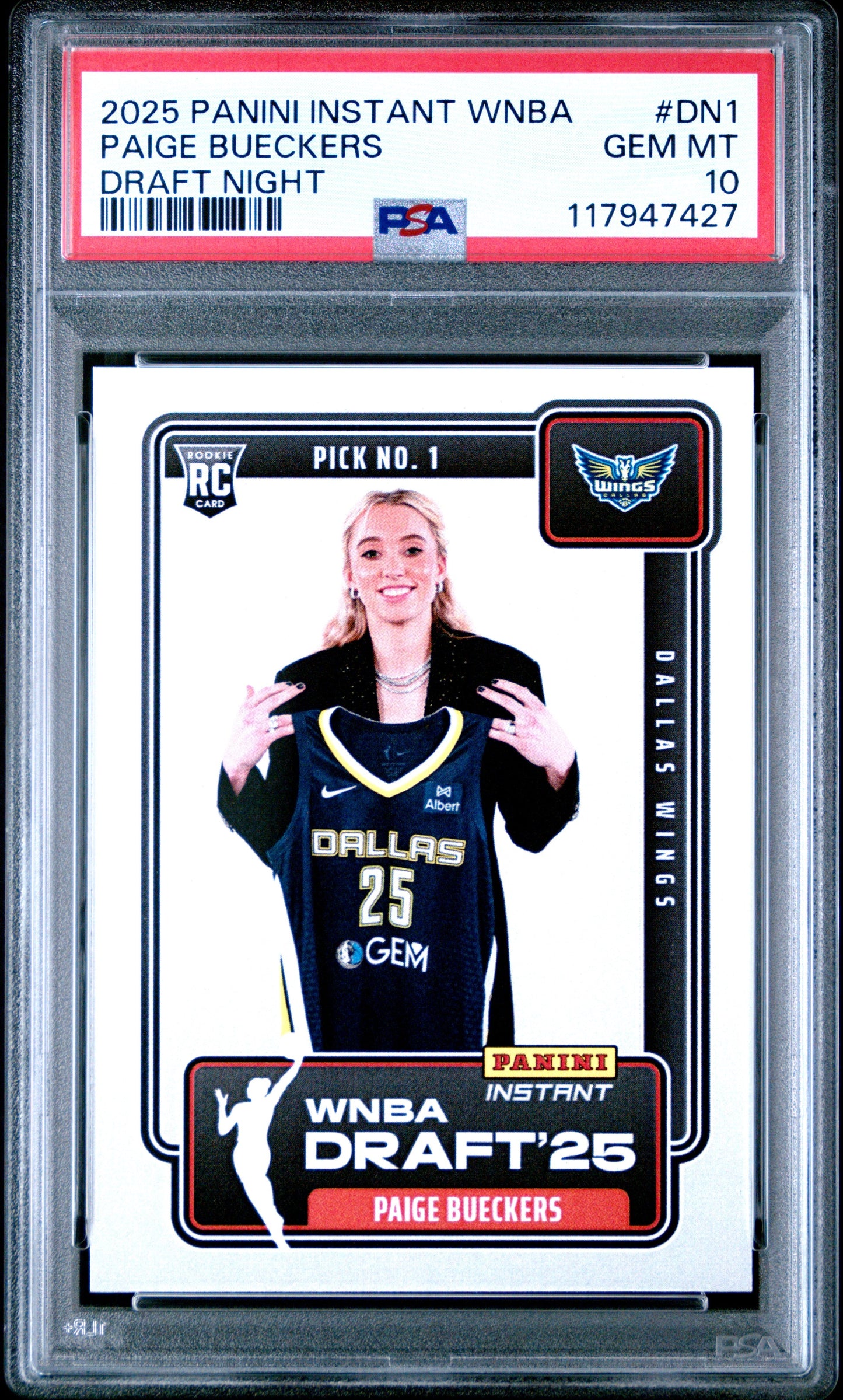 Graded 2025 Panini Instant Paige Bueckers #DN1 Draft Night Rookie RC Basketball Card PSA 10 Gem Mint - Sport Cards
