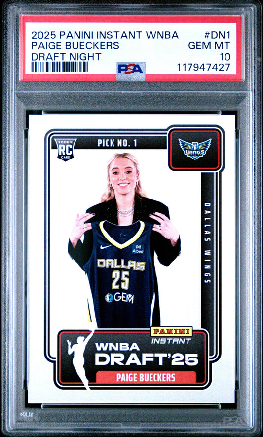 Graded 2025 Panini Instant Paige Bueckers #DN1 Draft Night Rookie RC Basketball Card PSA 10 Gem Mint - Sport Cards