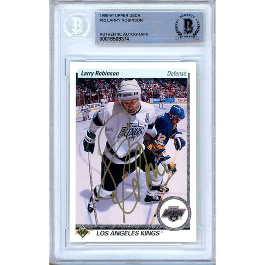1990-91 Upper Deck #52 — Larry Robinson Los Angeles Kings Autographed Trading Card — Beckett Authentication