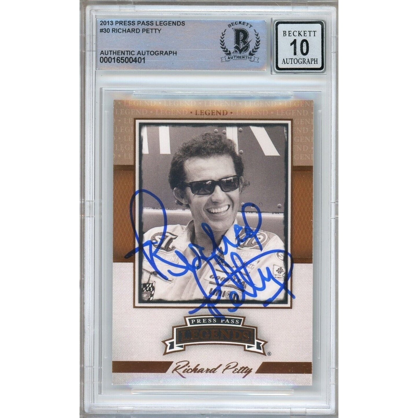 Richard Petty Signed Nascar 2013 Press Pass Legends Trading Card BGS Auto 10 Graded