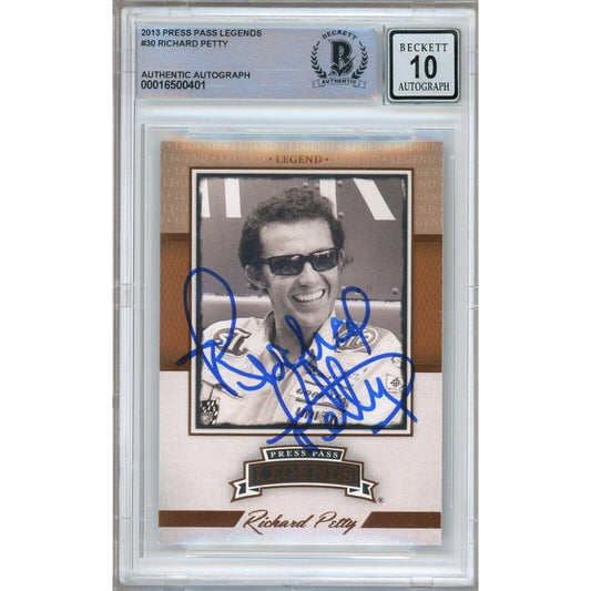 Richard Petty Signed Nascar 2013 Press Pass Legends Trading Card BGS Auto 10 Graded