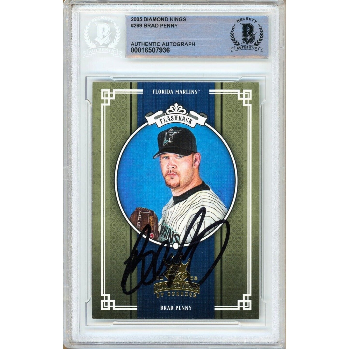 2005 Donruss Diamond Kings #269 — Brad Penny Miami Marlins Autographed Trading Card — Beckett Authentication