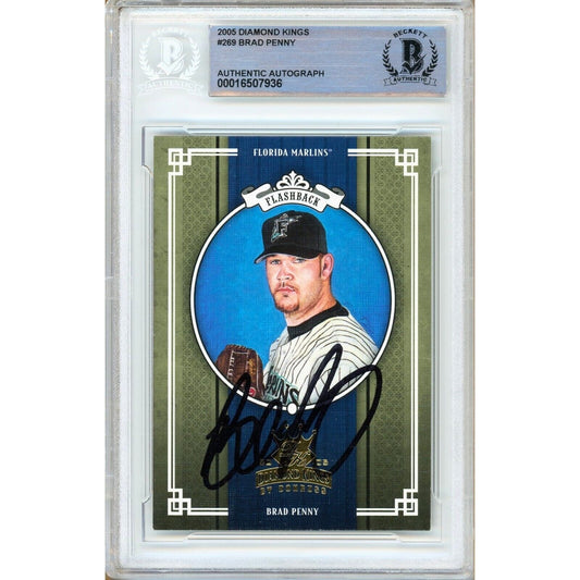 2005 Donruss Diamond Kings #269 — Brad Penny Miami Marlins Autographed Trading Card — Beckett Authentication
