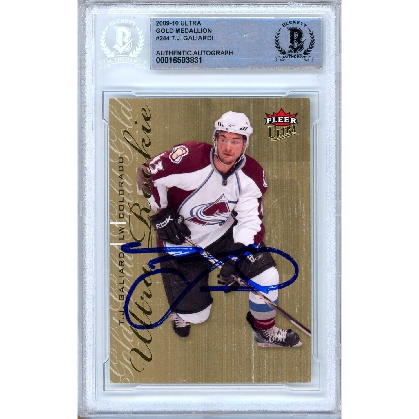 TJ Galiardi Colorado Avalanche Signed 2009-10 Ultra Gold Hockey Card Beckett Auth Auto