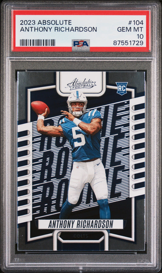 Graded 2023 Panini Absolute Anthony Richardson #104 Rookie RC Football Card PSA 10 Gem Mint