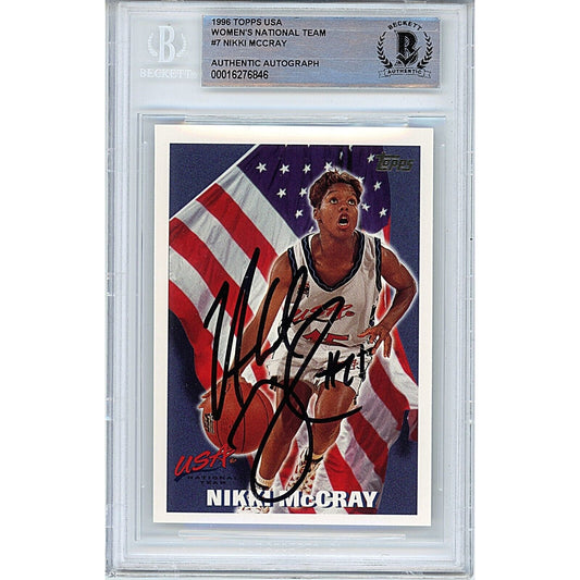 Nikki McCray Team USA Signed 1996 Topps Olympics Basketball Card BAS Auth Auto Slab