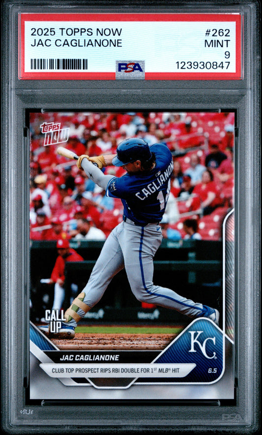 Graded 2025 Topps Now Jac Caglianone #262 Rookie RC Baseball Card PSA 9 Mint