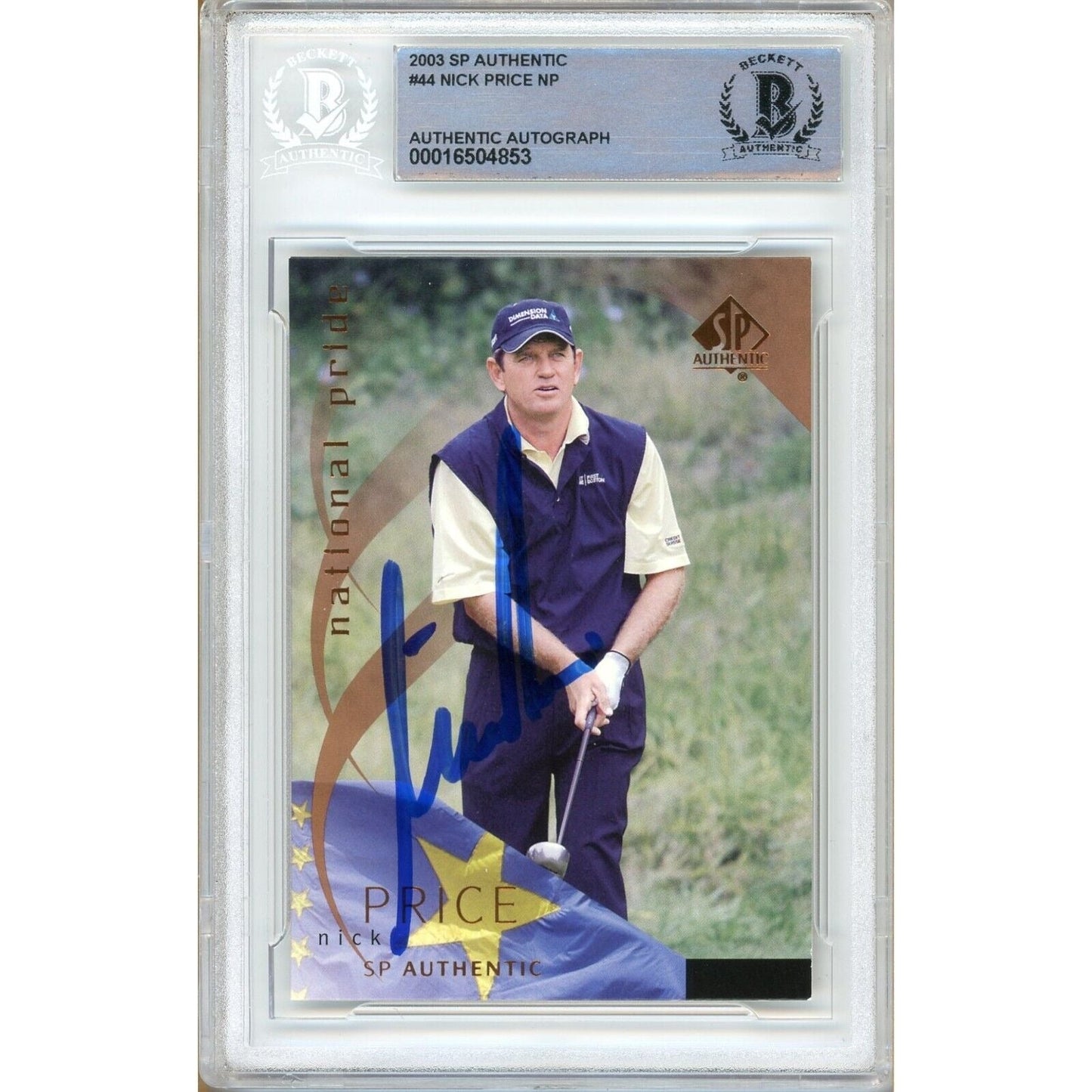 Nick Price Signed 2003 SP Authentic National Pride PGA Golf Card Beckett Auth Auto Slab