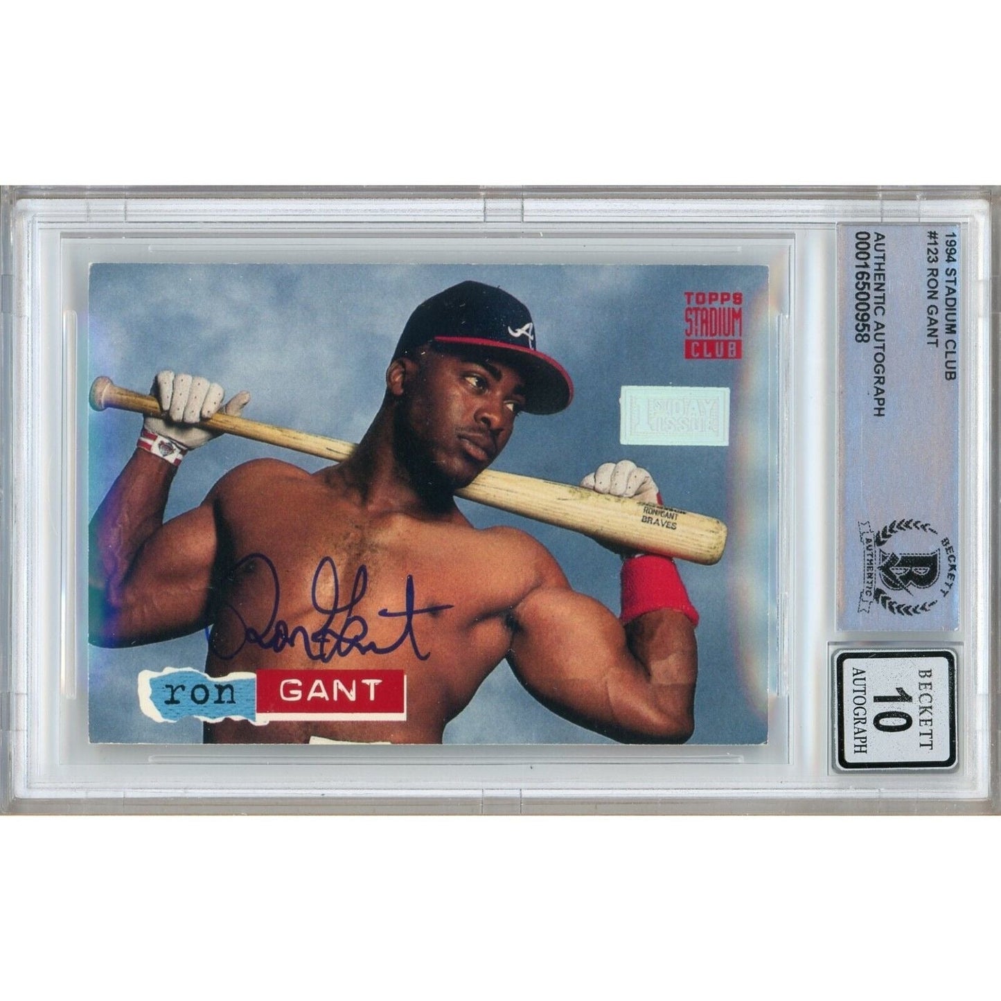 Ron Gant Atlanta Braves Signed 1994 Stadium Club 1st Day Card BGS Auto 10 Graded Slab
