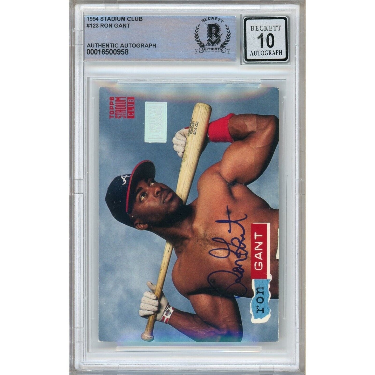 Ron Gant Atlanta Braves Signed 1994 Stadium Club 1st Day Card BGS Auto 10 Graded Slab
