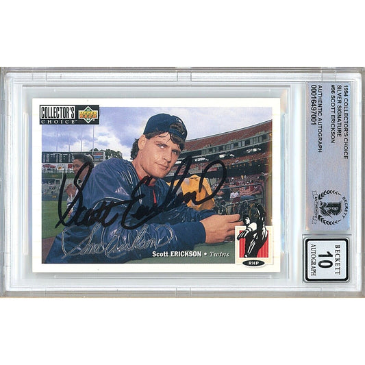 Scott Erickson Minnesota Twins Signed 1994 Collectors Choice Silver Card BGS Auto 10 Graded