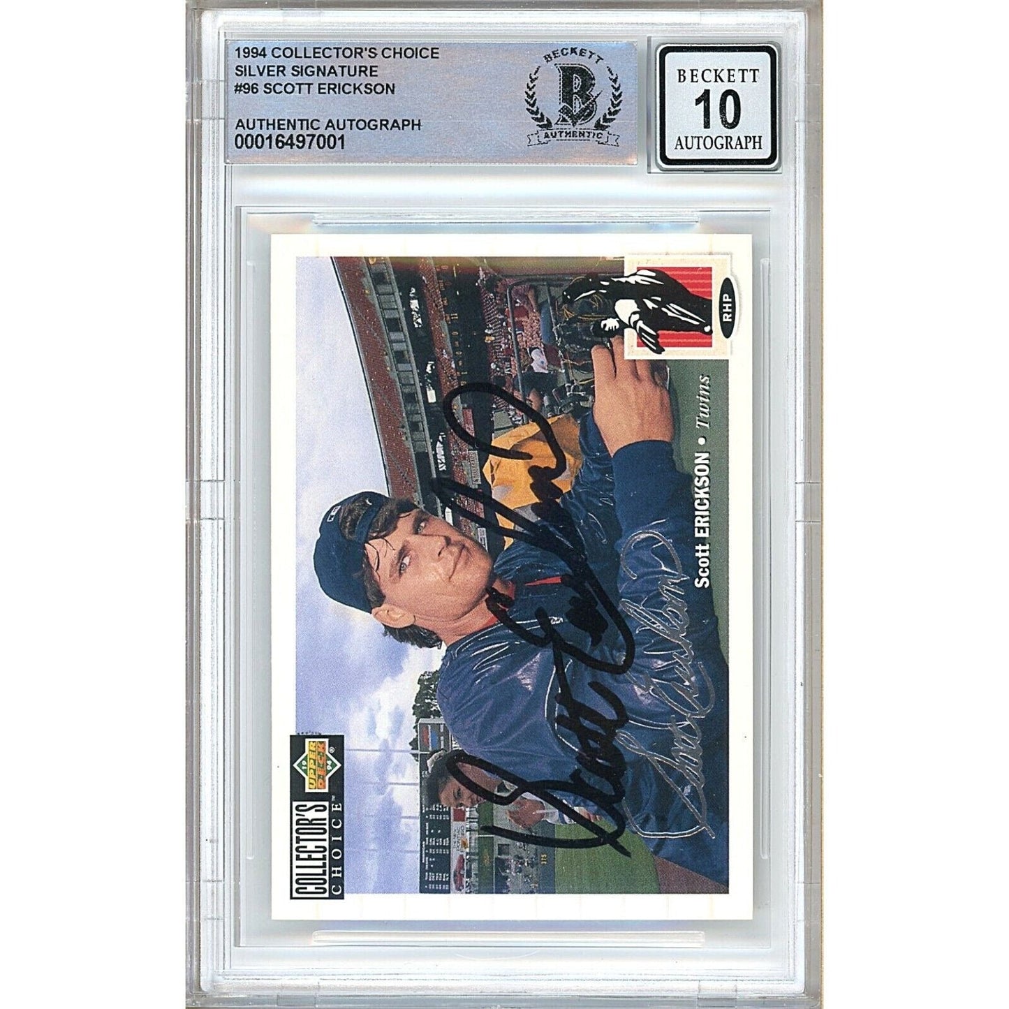 Scott Erickson Minnesota Twins Signed 1994 Collectors Choice Silver Card BGS Auto 10 Graded