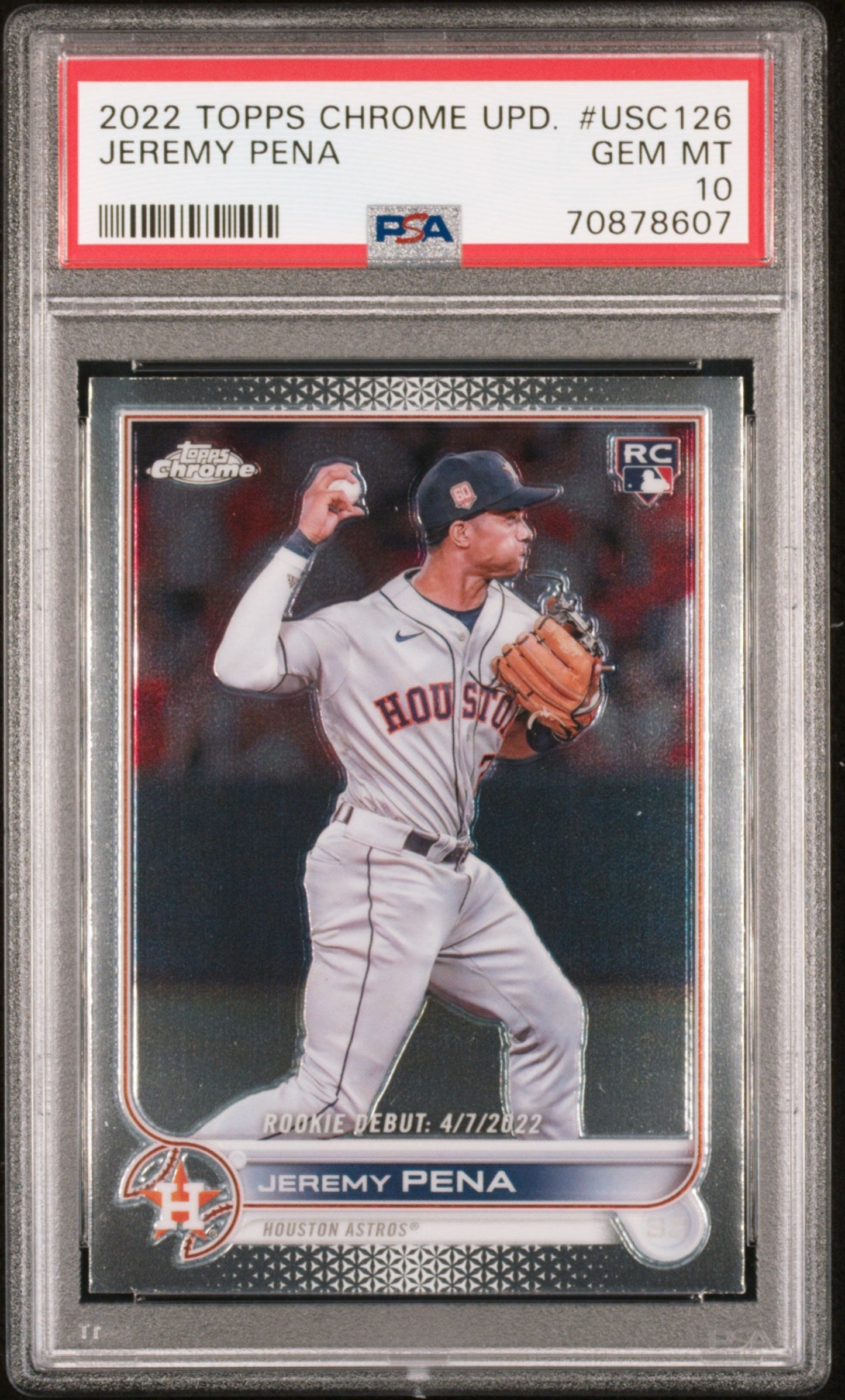 Graded 2022 Topps Chrome Update Jeremy Pena #USC126 Rookie RC Baseball Card PSA 10 Gem Mint