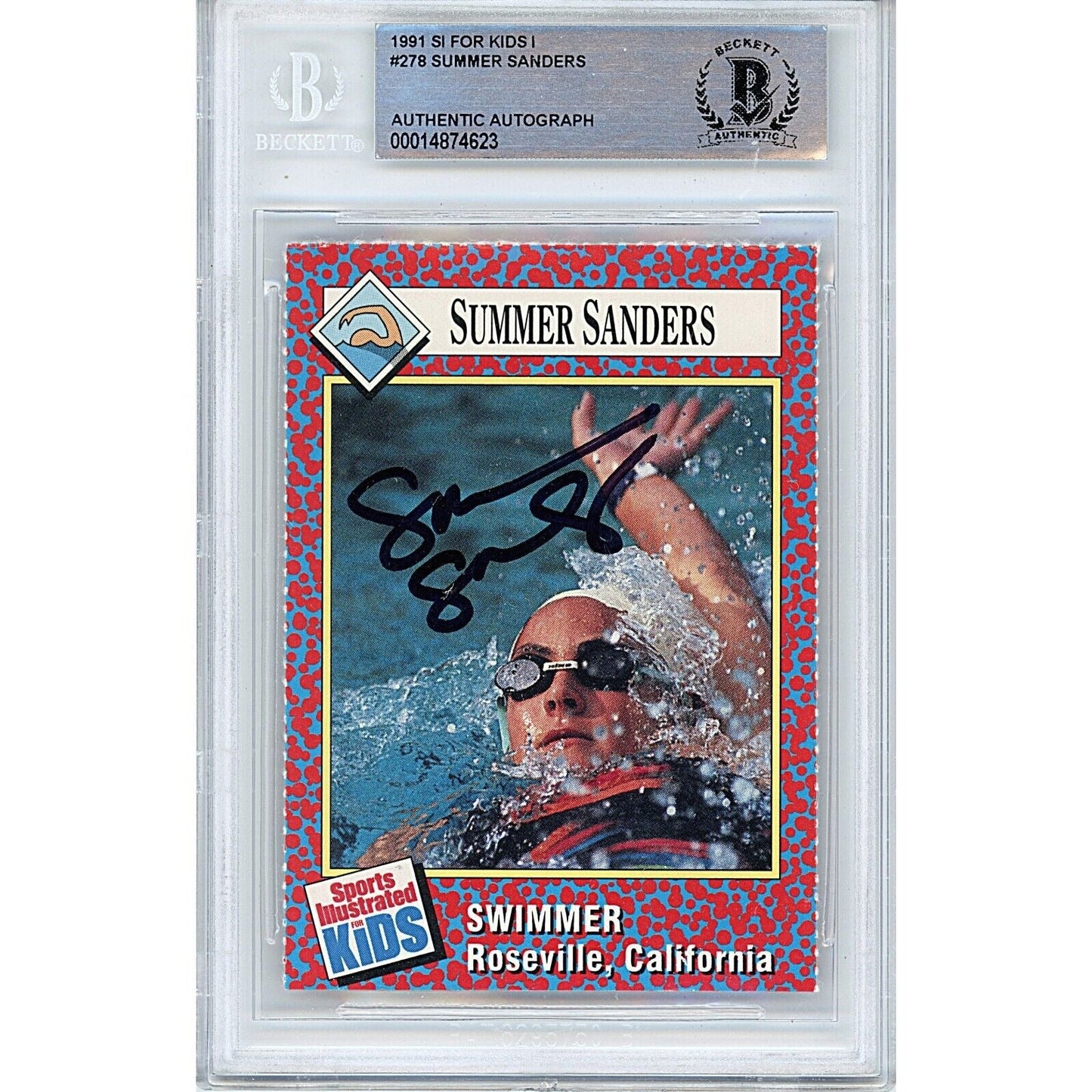 Summer Sanders Team USA Signed 1991 Sports Illustrated For Kids Olympics Card Beckett