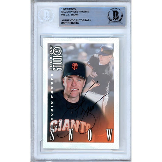 1998 Donruss Studio Proof #45 — JT Snow SF Giants Autographed Trading Card — Beckett Authentication