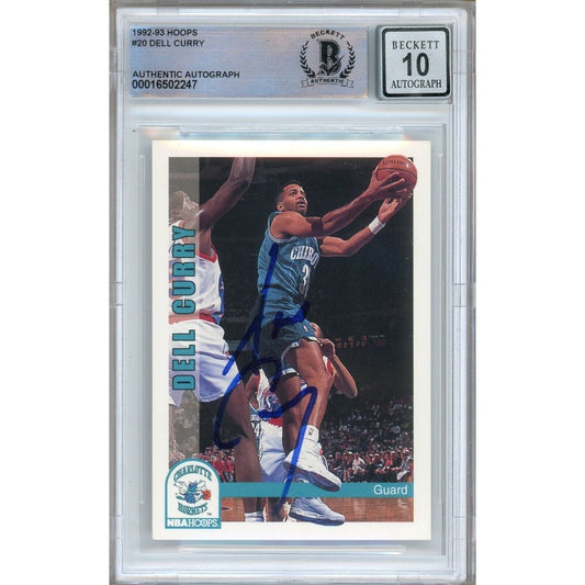 1992-93 NBA Hoops #20 — Dell Curry Charlotte Hornets Autographed Trading Card — Beckett Authentication
