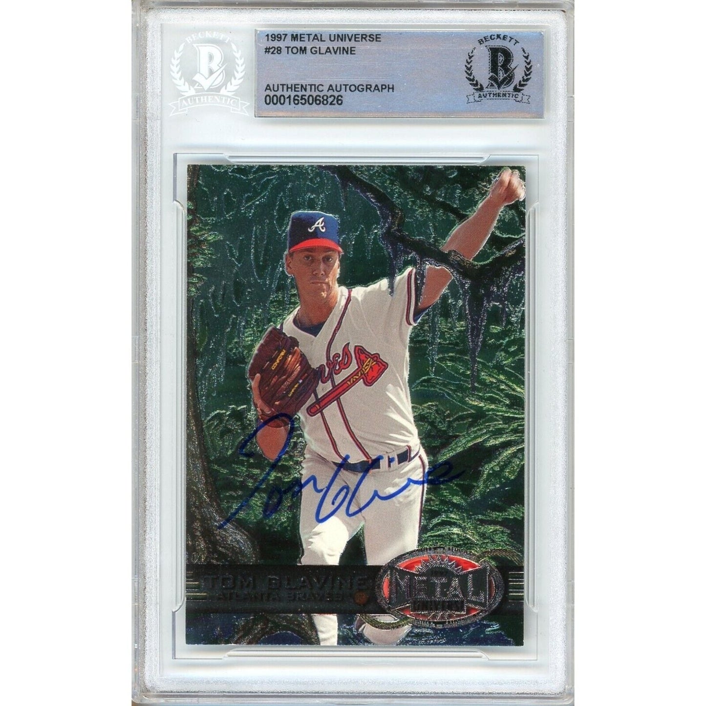 Tom Glavine Atlanta Braves Signed 1997 Metal Universe Card Beckett Authentic Auto Slab