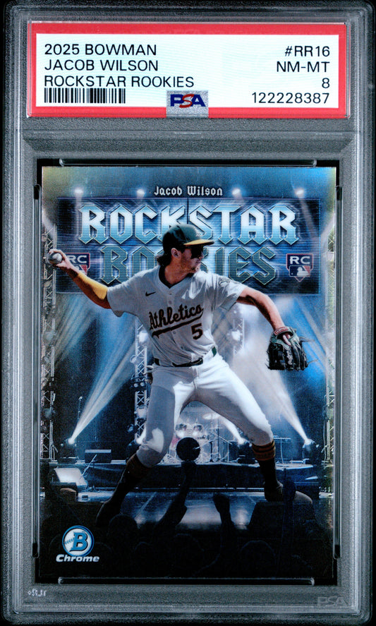 Graded 2025 Topps Bowman Jacob Wilson #RR16 Rockstar Rookies Rookie RC Baseball Card PSA 8 Near Mint