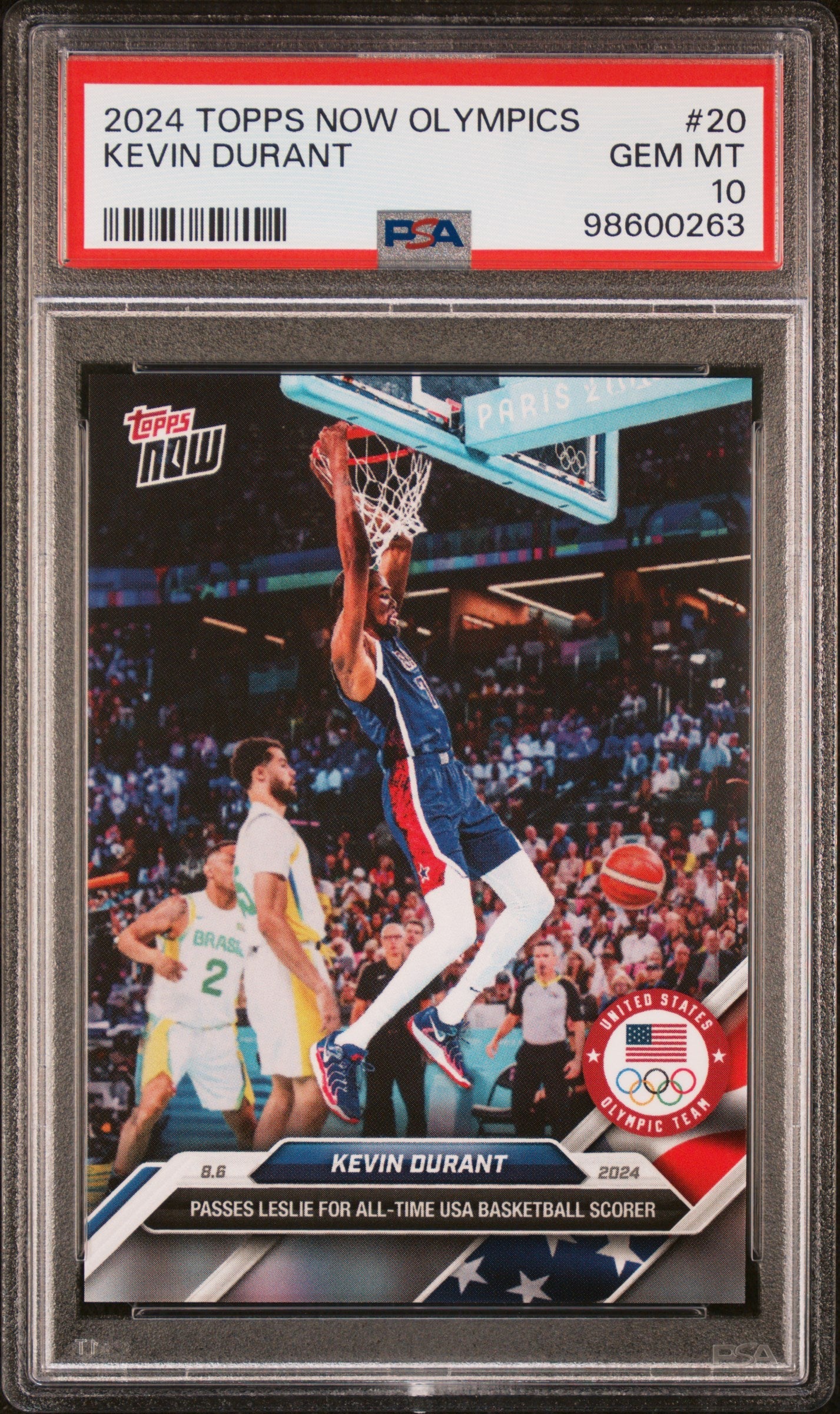 Graded 2024 Topps Now Olympics Kevin Durant #20 Basketball Card PSA 10 Gem Mint