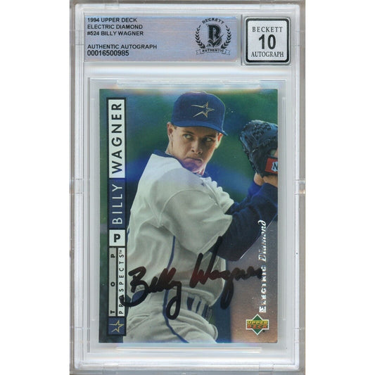 1994 Upper Deck Electric Diamond #524 — Billy Wagner Houston Astros Autographed Trading Card — Beckett Authentication Auto-10 Grade