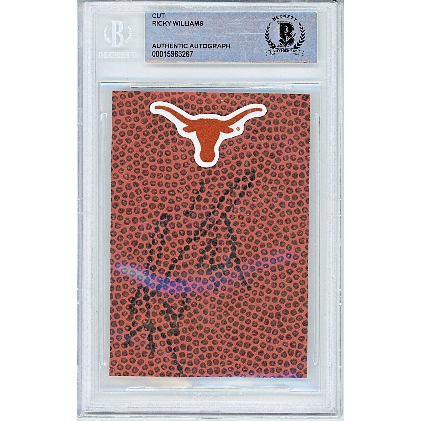 Ricky Williams Texas Longhorns Signed Football Cut UT Horns Beckett Authentic Auto Slab - Sport Cards