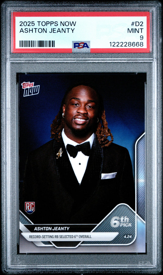 Graded 2025 Topps Now Ashton Jeanty #D2 Rookie RC Football Card PSA 9 Mint