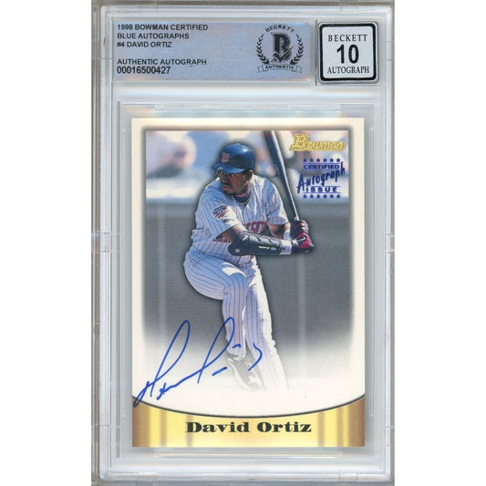 1998 Bowman Certified Blue #4 — David Ortiz Minnesota Twins Autographed Trading Card — Beckett Authentication