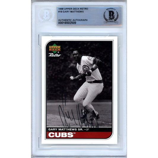 1998 Upper Deck Retro #18 — Gary Matthews Sr Chicago Cubs Autographed Trading Card — Beckett Authentication