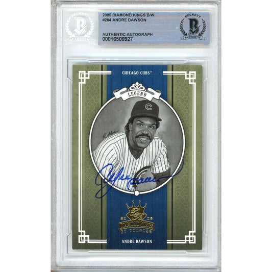 2005 Donruss Diamond Kings B/W Variant #284 — Andre Dawson Chicago Cubs Autographed Trading Card — Beckett Authentication