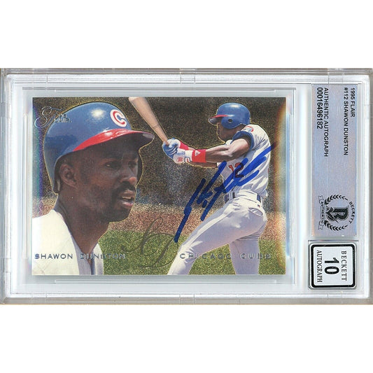 Shawon Dunston Chicago Cubs Signed 1995 Flair Card Beckett Auth BGS Auto 10 Graded