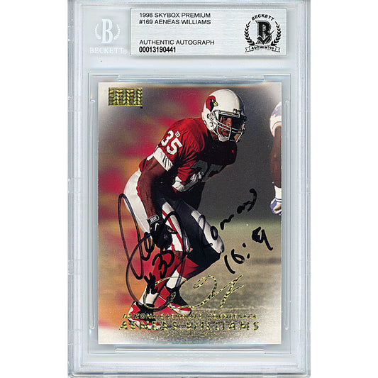 1998 Skybox Premium #169 — Aeneas Williams Arizona Cardinals Autographed Trading Card — Beckett Authentication