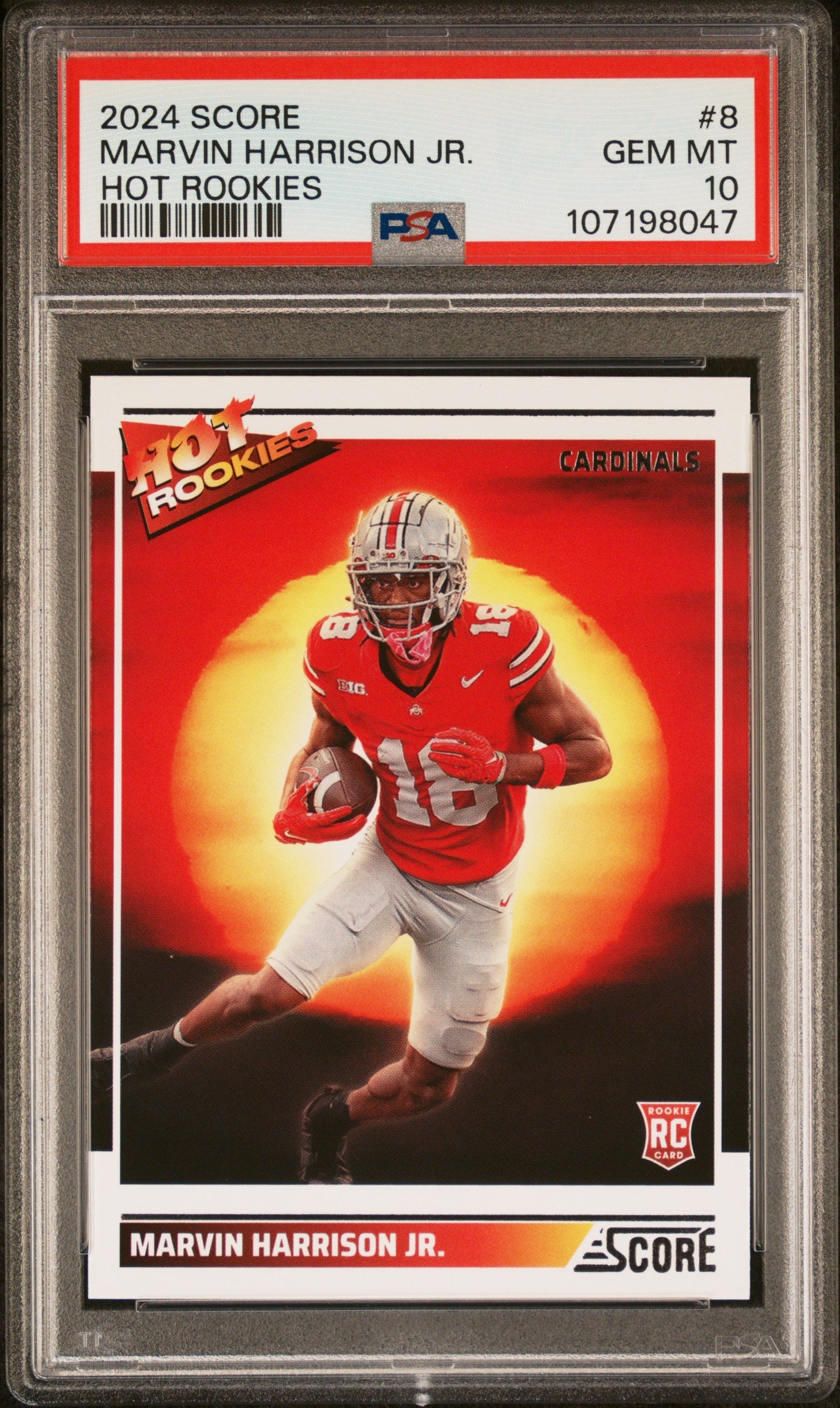 Graded 2024 Panini Score Marvin Harrison Jr #8 Hot Rookies Rookie RC Football Card PSA 10 Gem Mint