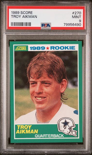 Graded 1989 Score Troy Aikman #270 Rookie RC Football Card PSA 9 Mint